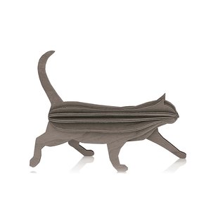 LOVI Kat grijs 12cm - 3D kaart hout