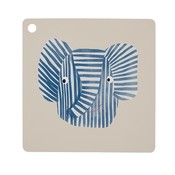 OYOY Placemat Erik Elephant blauw 38x38cm - 100% siliconen
