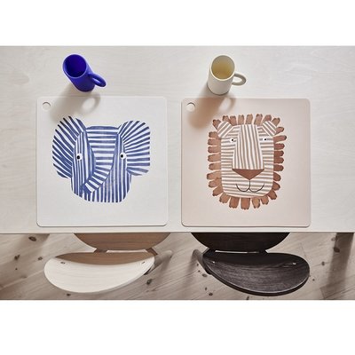 OYOY Placemat Erik Elephant blauw 38x38cm - 100% siliconen