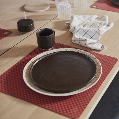 OYOY Placemat set Checker rood siliconen 38x38cm