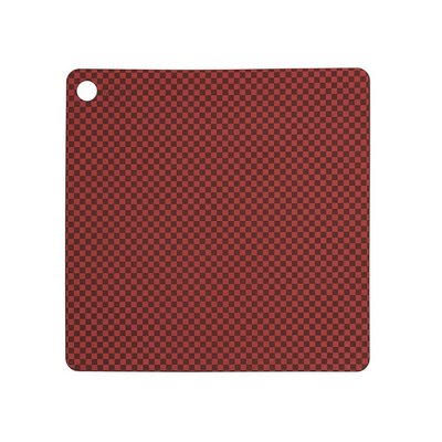 OYOY Set Placemats Checker rood siliconen 38x38cm