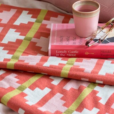 Funky Doris  Plaid Alf rood – organic cotton - maat 130x170cm