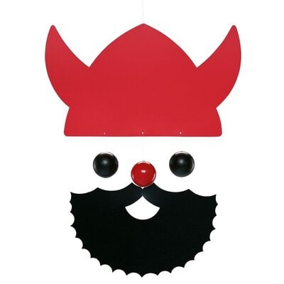 Flensted hanging art Viking mobiel rood 25x20cm - handgemaakt Deens design