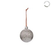 OYOY Glas Kerstbal Natale smoked Ø7cm met leren ophanglus