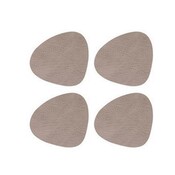 Lind DNA  Curve Onderzetters Hippo Warm Grey 4-pcs - recyceld leer