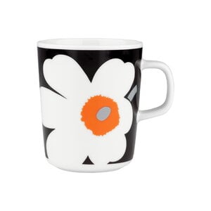 Marimekko Unikko mok zwart orange 2.5dl