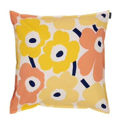 Marimekko Kussenhoes Pieni Unikko Geel met perzik & blauw50x50cm