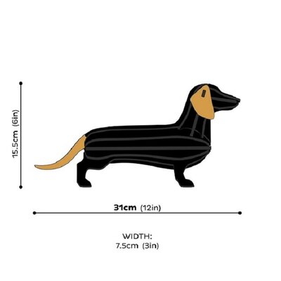 LOVI 3D Teckel – Dachshund XL Zwart 31cm