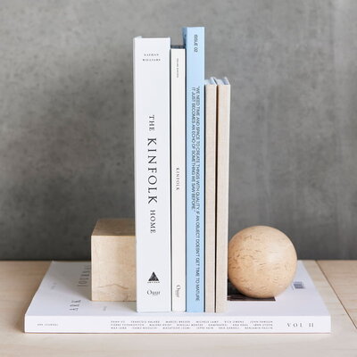 OYOY SAVI bol - sier object massief marmer beige Ø14cm