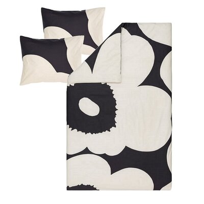 Marimekko Iso Unikko Bedlinnen set Charcoal 240x220cm + 2 bedslopen