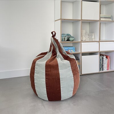 OYOY IRO Beanbag ZitZak Ø60cmX90cm vergrijsd Blauw met Caramel