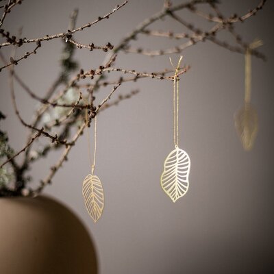 Cooee Design Deco Leaf hanger set in brass gold 4 pcs