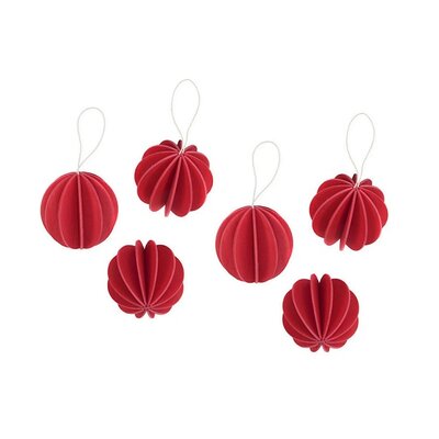 LOVI LOVI Bauble rood– houten ballen 4cm – set 6 pcs