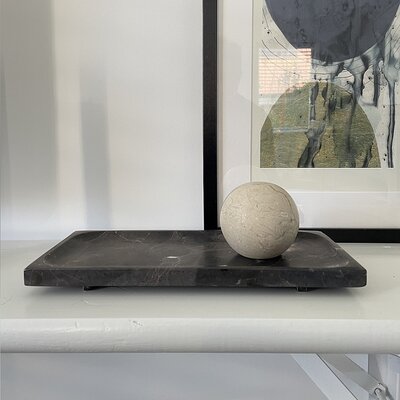 OYOY SAVI bol - sier object massief marmer beige Ø14cm