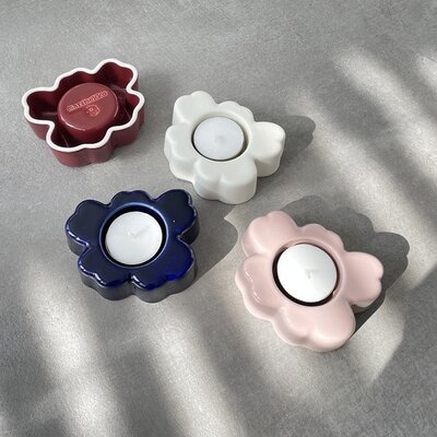 Marimekko Unikko Tealightholder Wit 60th anniversary 8x10cm