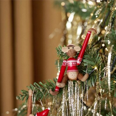 Kay Bojesen Monkey small  met Sweater in rood