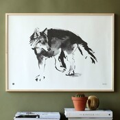 Teemu Järvi  Fins design poster Wolf - inkt illustratie H50xB70cm
