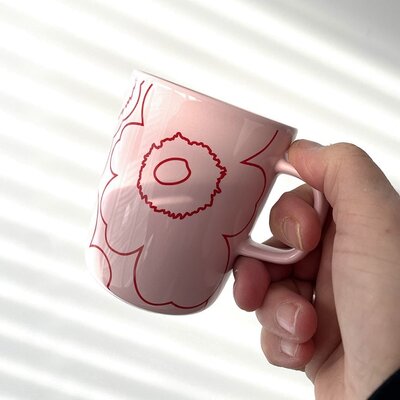 Marimekko  Piirto Unikko  oiva mok roze 250ml duurzaam Fins design
