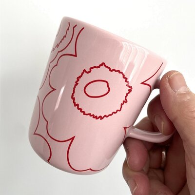 Marimekko  Piirto Unikko  oiva mok roze 250ml duurzaam Fins design