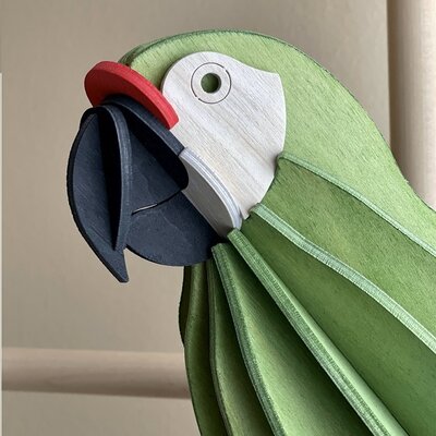 LOVI 3d houten Parrot Green in  3 maten 26, 24 & 50cm