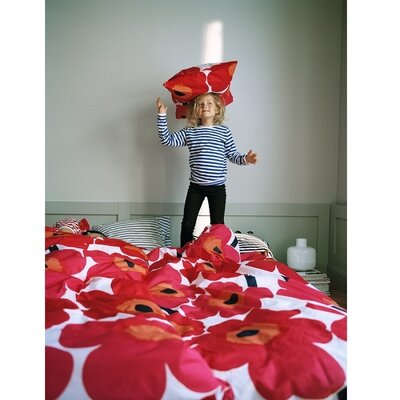 Marimekko Unikko Bed kussensloop rood 60x65cm katoen