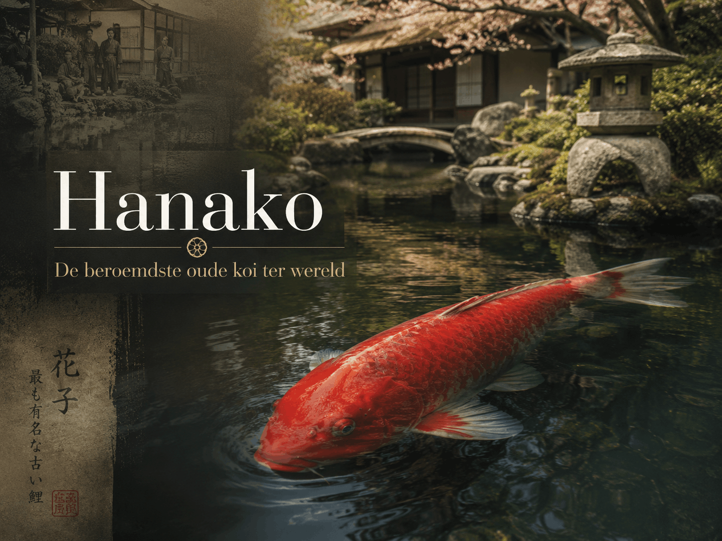 Hanako, de beroemdste vermeende oudste koi ter wereld in een Japanse vijver