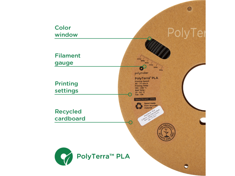 Polymaker Polyterra PLA Houtskool Zwart