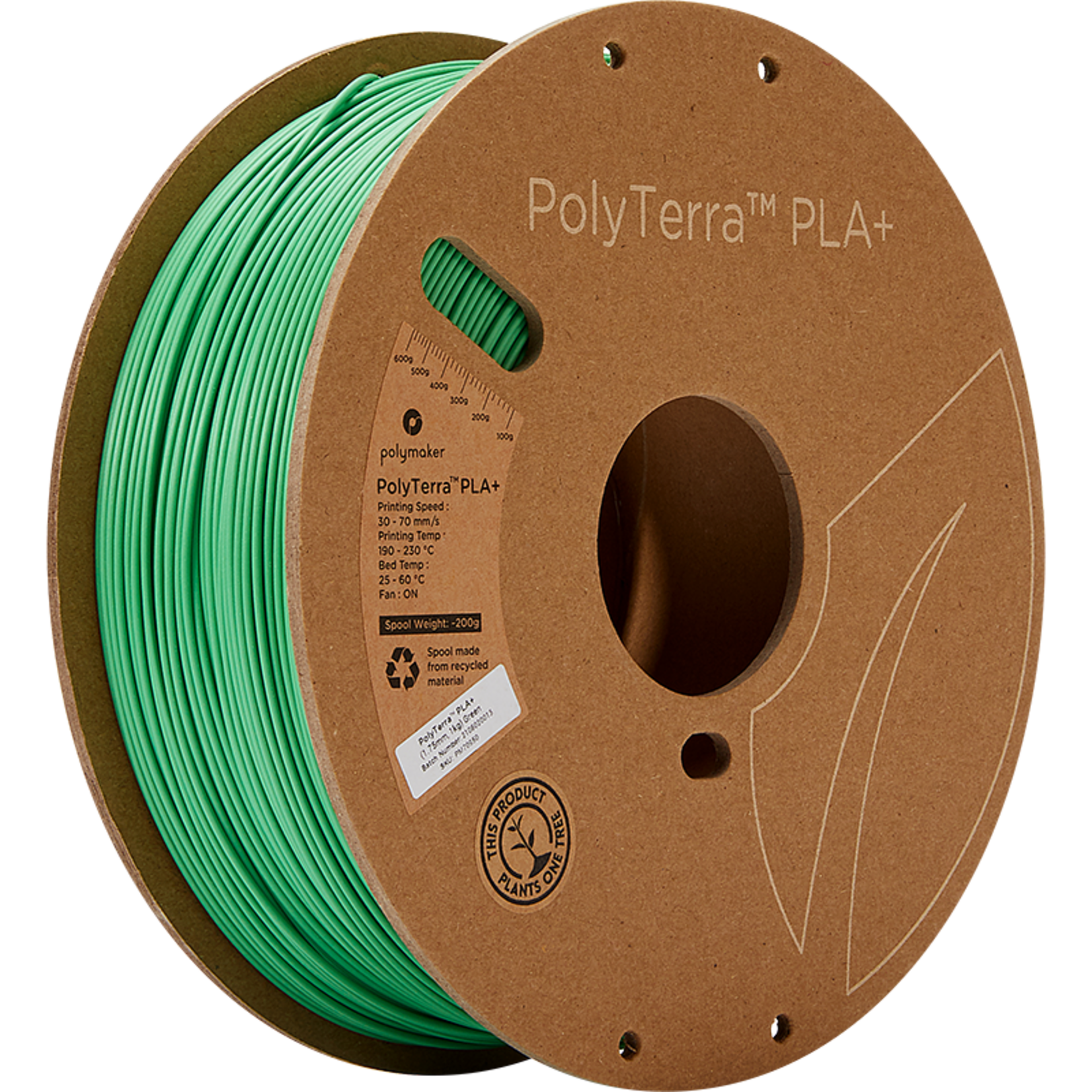 Polymaker Polyterra PLA+ Groen 1,75 mm Uitverkocht = Uitverkocht