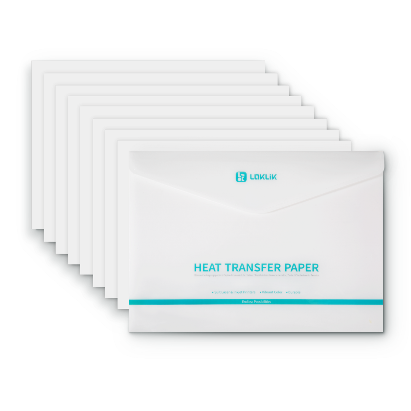 LOKLiK Heat Transfer Paper Sheet - Light - 8 Pack