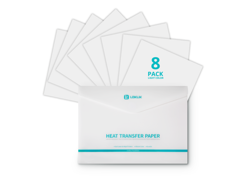LOKLiK Heat Transfer Paper Sheet - Light - 8 Pack
