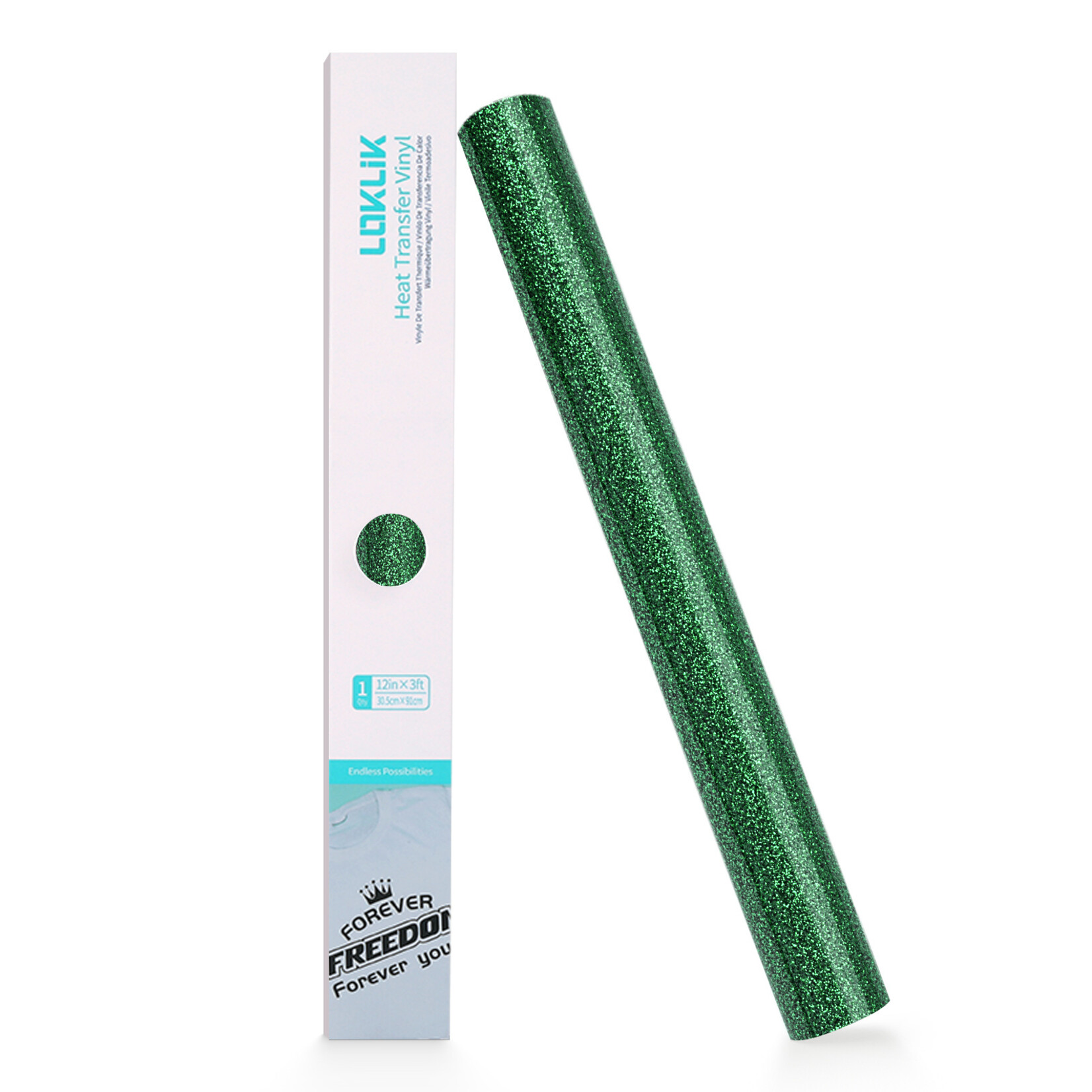 LOKLiK Heat Transfer Vinyl Glitter - Green - 30.5 x 90 cm