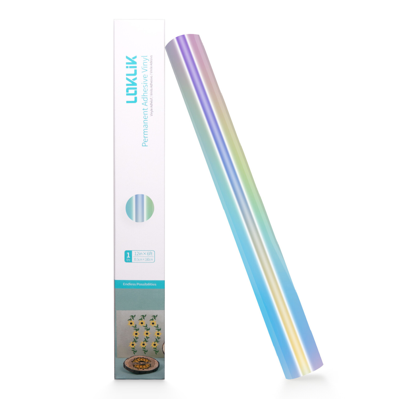 LOKLiK Permanent Adhesive Vinyl Holographic - Iridescent Silver - 30.5 x 90 cm