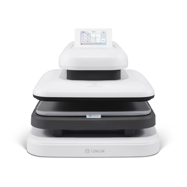 Front view of an automatic heat press