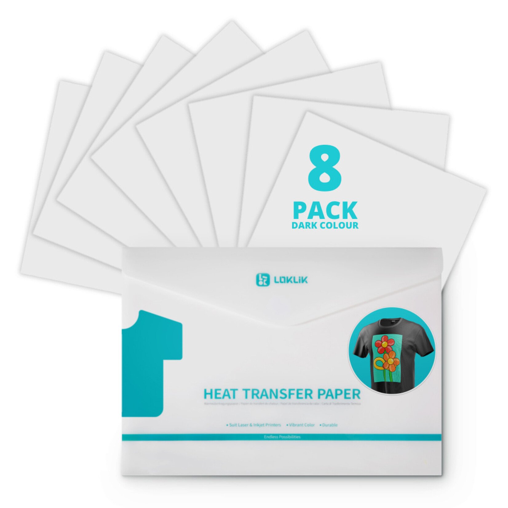 LOKLiK Heat Transfer Paper Sheet - Dark - 8 Pack
