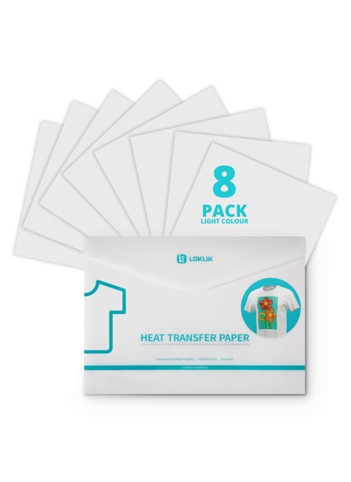 LOKLiK Heat Transfer Paper Sheet - Light - 8 Pack