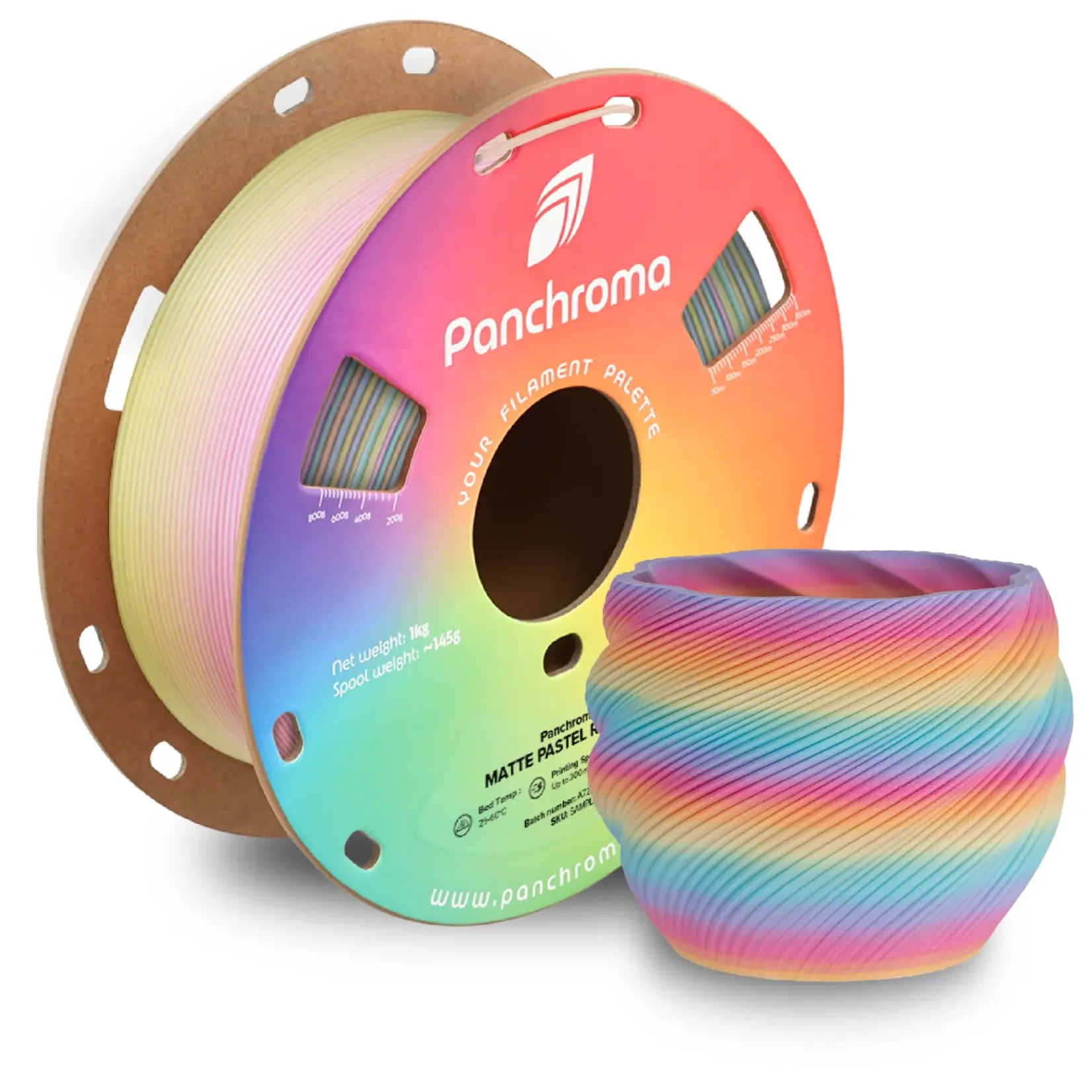 Polymaker Panchroma Gradient Matte PLA - Pastelkleurige regenboog met matte kleurverloop