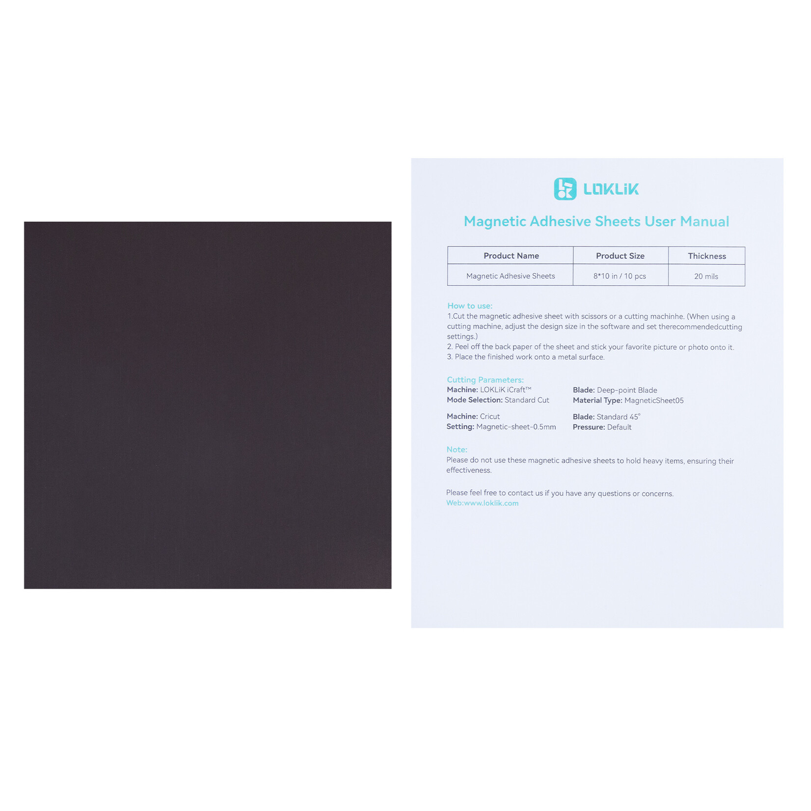 LOKLiK Magnetic Sheet 0.5 mm - 10 pack