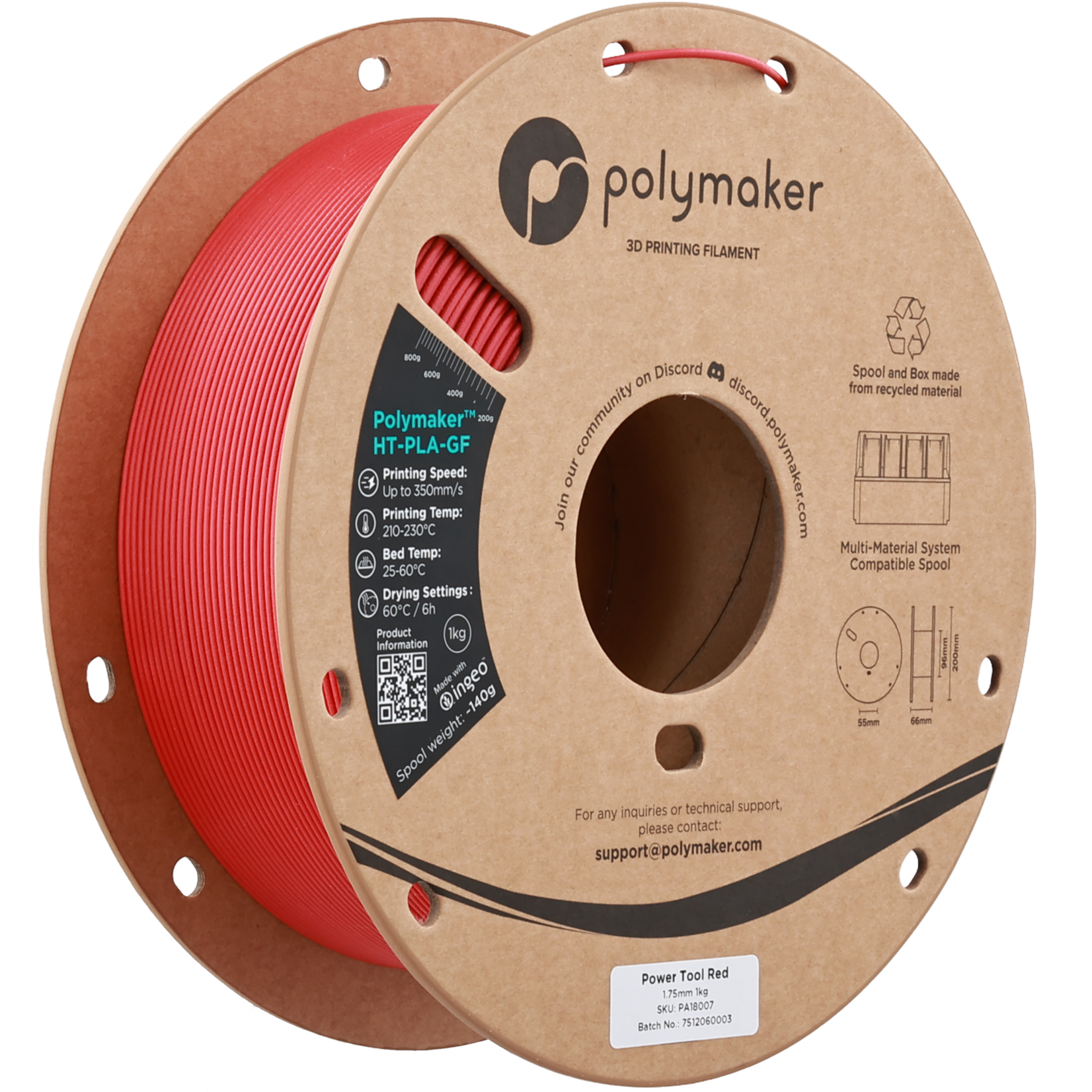 Polymaker HT-PLA-GF Power Tool Rood 1,75 mm