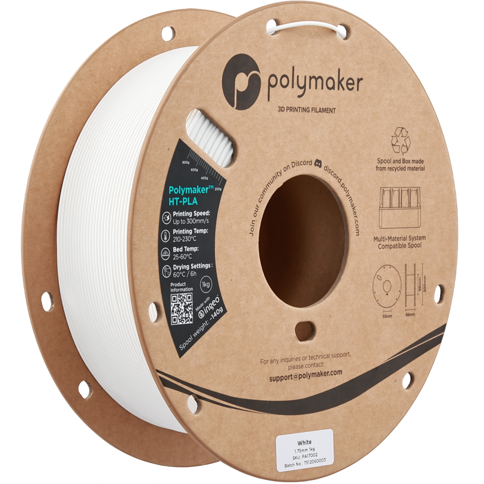 Polymaker HT-PLA Wit 1,75 mm
