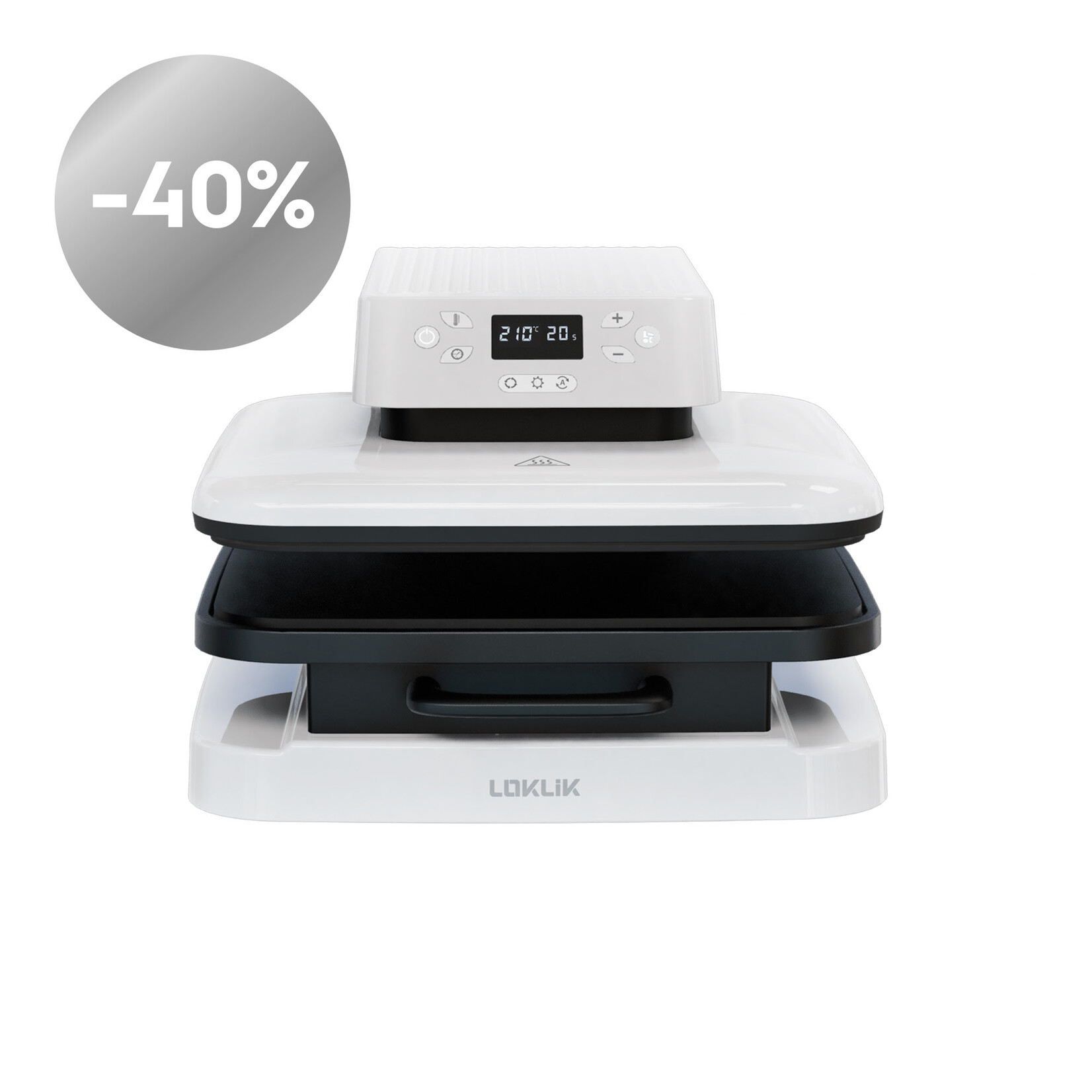 LOKLiK Open Box Silver Auto Heat Press LOKLiK White