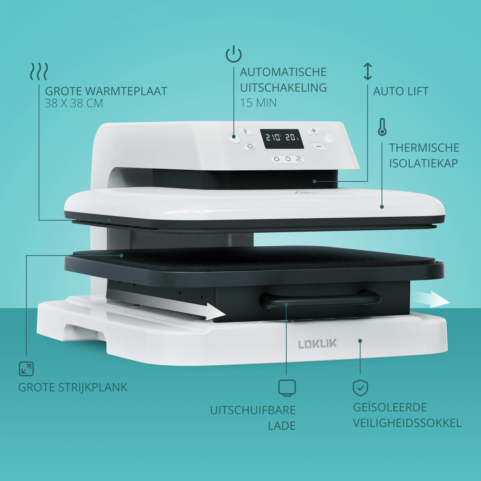 LOKLiK Open Box Silver Auto Heat Press LOKLiK White