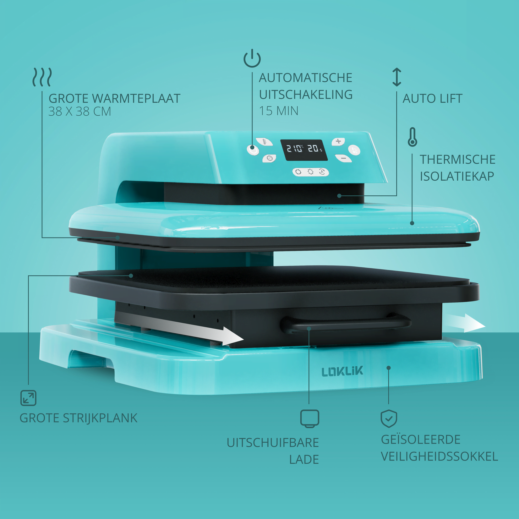 LOKLiK Open Box Gold Auto Heat Press LOKLiK Blue