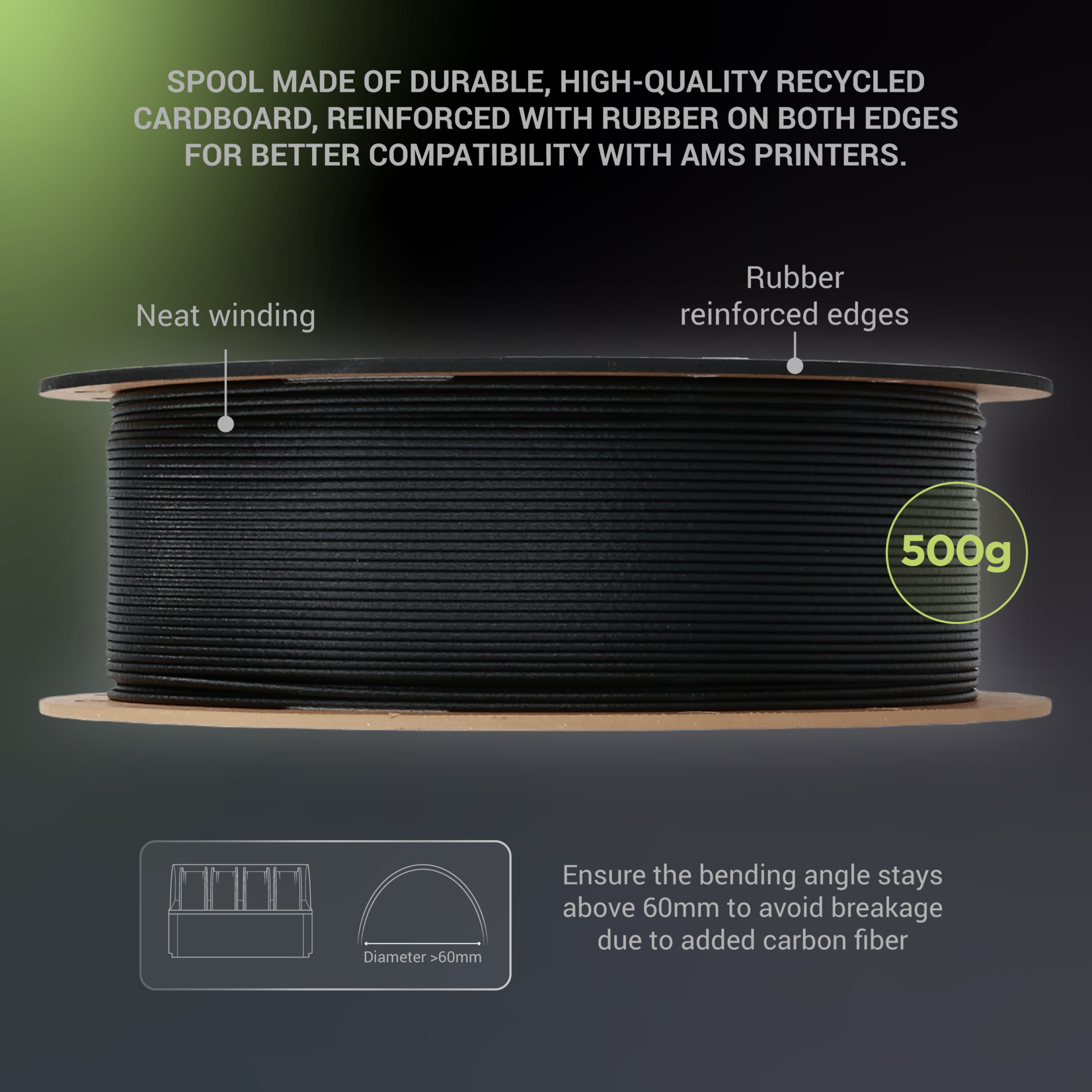 Polymaker Fiberon ASA-CF08 Lichtgrijs 500 g 1,75 mm