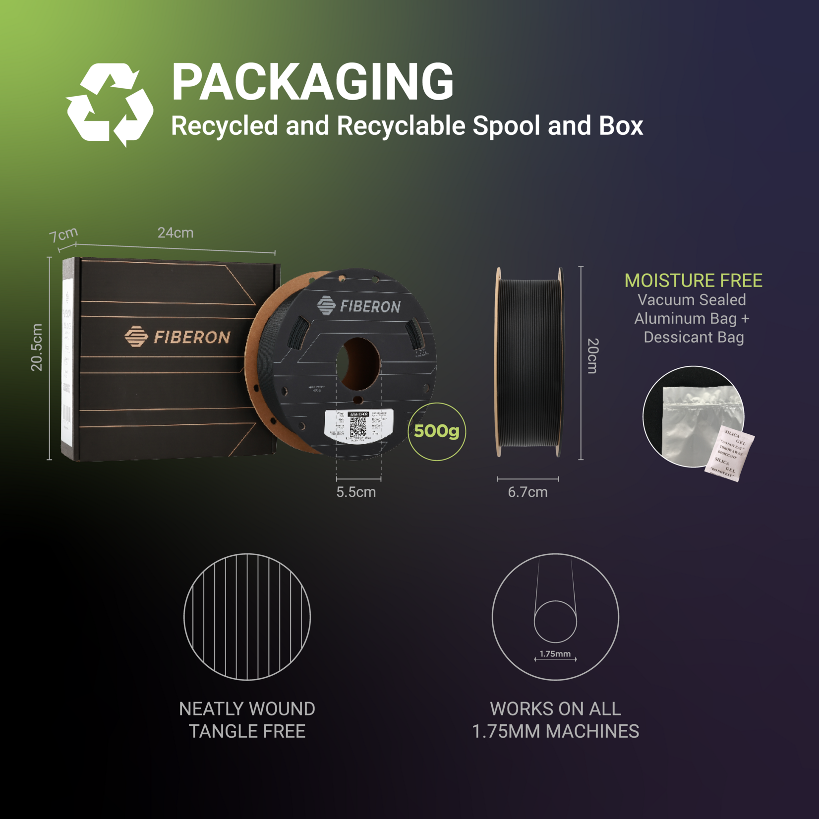 Polymaker Fiberon ASA-CF08 Dark Grey 500g 1.75 mm