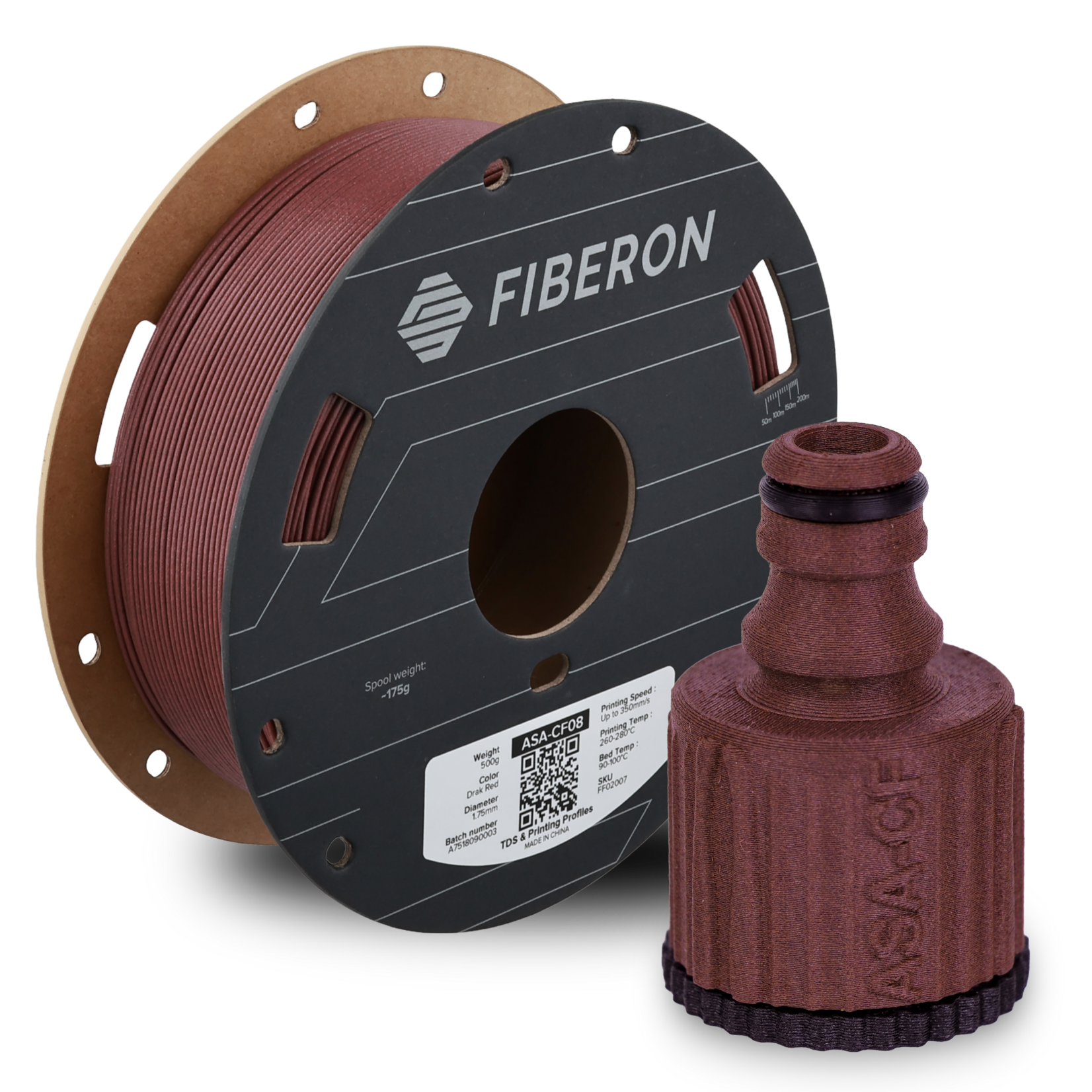 Polymaker Fiberon ASA-CF08 Donkerrood 500 g 1,75 mm