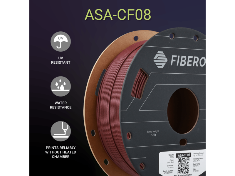 Polymaker Fiberon ASA-CF08 Dark Red 500g 1.75 mm