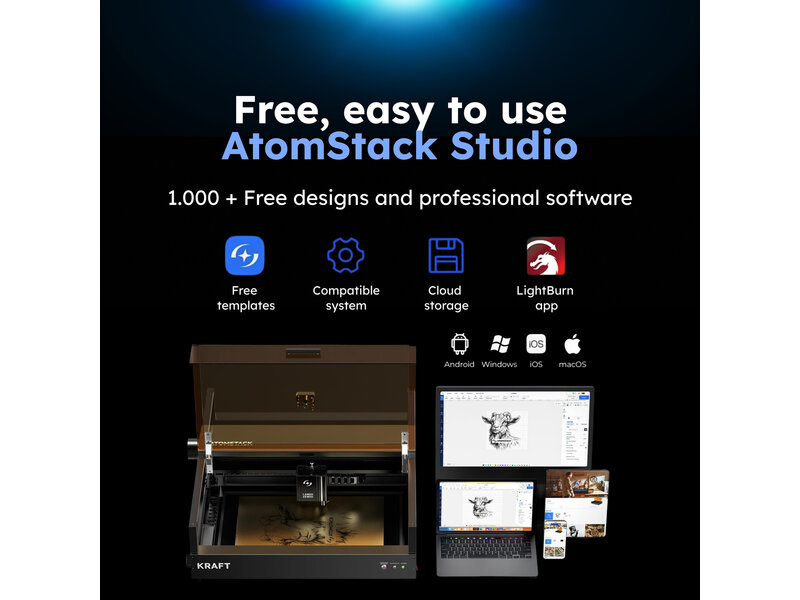 AtomStack Kraft Dual Laser Cutter - 20 W Diode + 1.2 IR