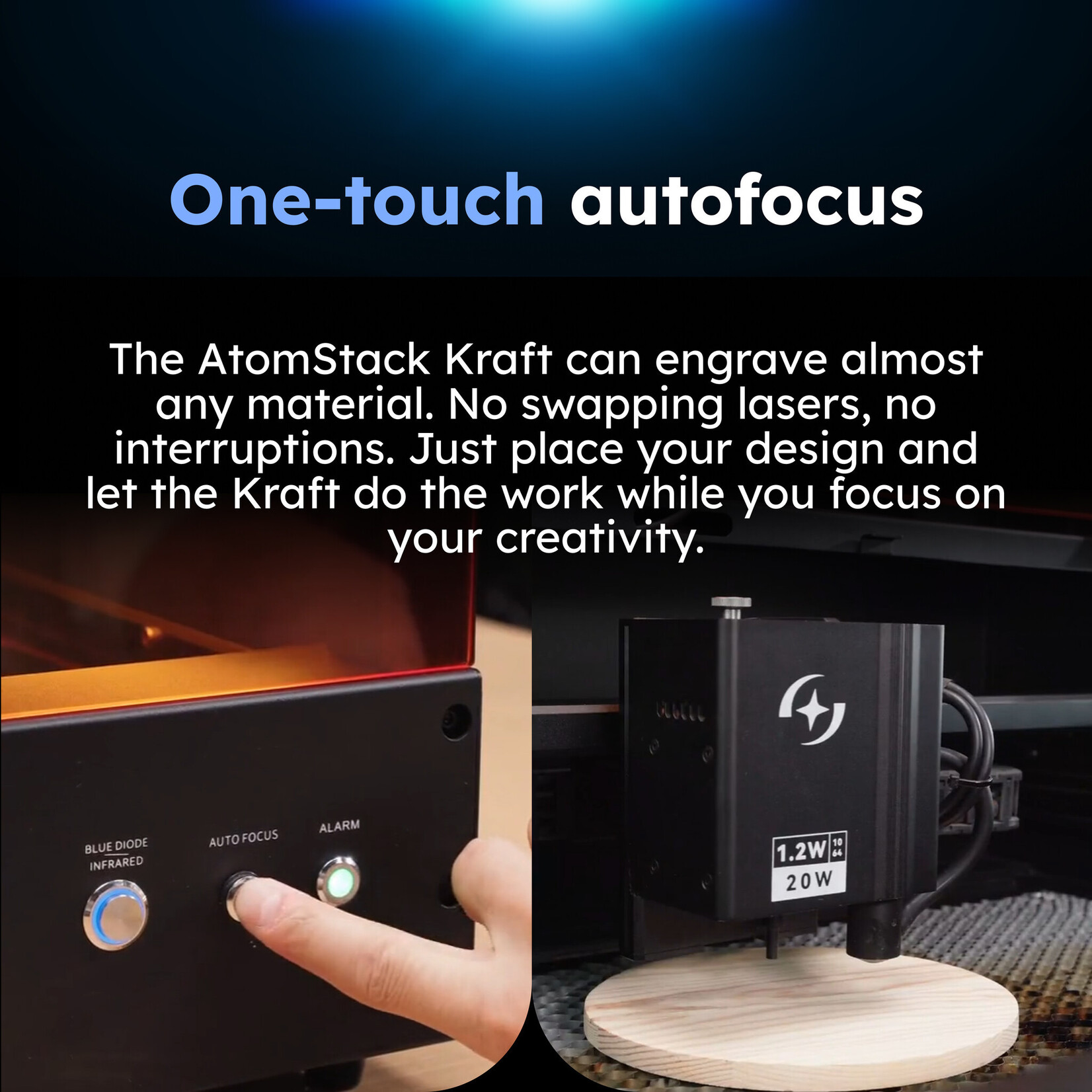 AtomStack Kraft Dual Laser Cutter - 20 W Diode + 1.2 IR