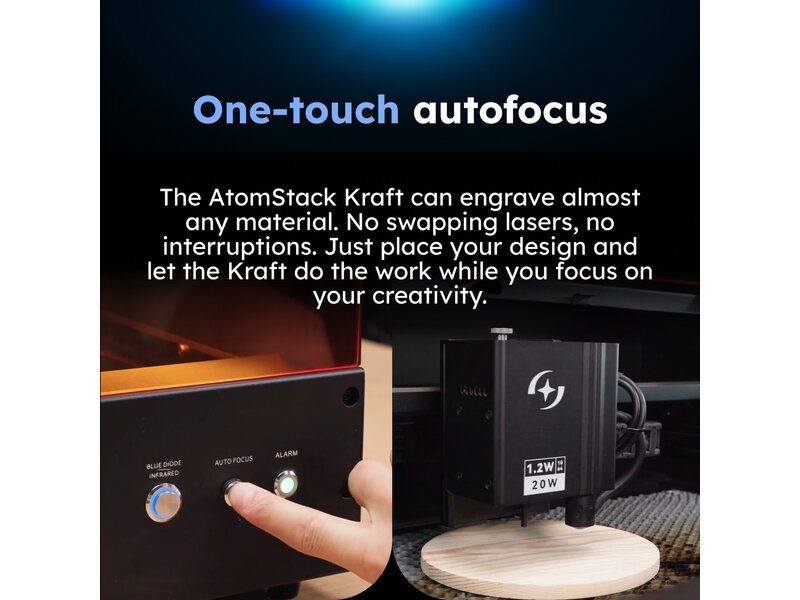 AtomStack Kraft Dual Laser Cutter - 20 W Diode + 1.2 IR