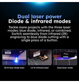 AtomStack Kraft Dual Laser Cutter - 20 W Diode + 1.2 W IR